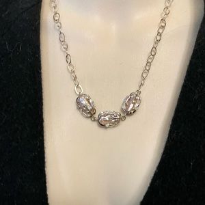 Vintage 3 Encased Biwa Pearls Pendant w/18in Sterling-925 Chain Necklace